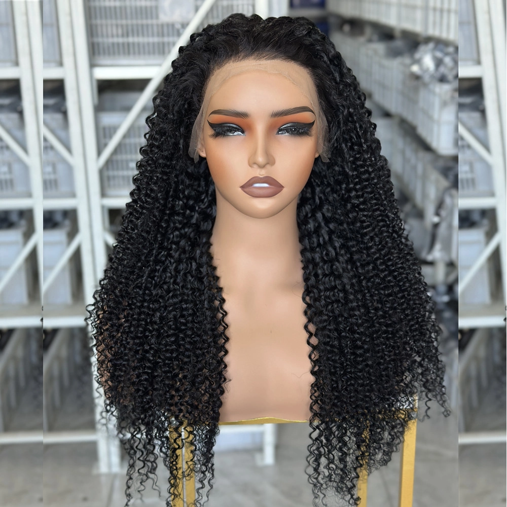 28inch Color #1 Black Color Kinky Curly 13x4 HD Lace Frontal Wig 180% Density